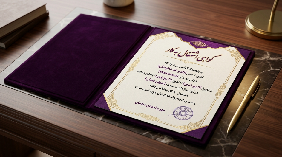 متن گواهی اشتغال به کار